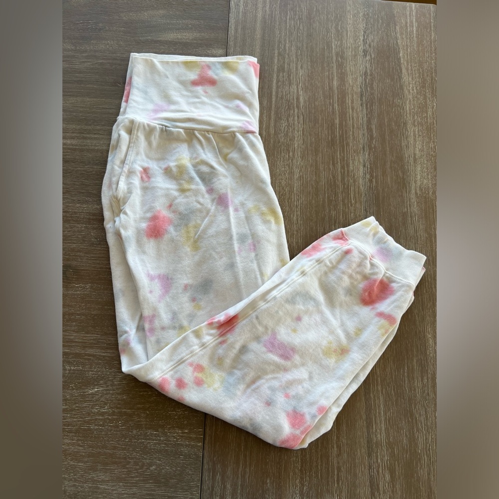 Maternity Rollover-Waist Tie-Dye Jogger Sweatpants